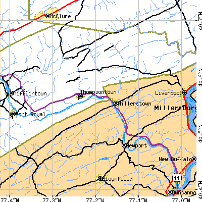 Zip code 17062 close-up map