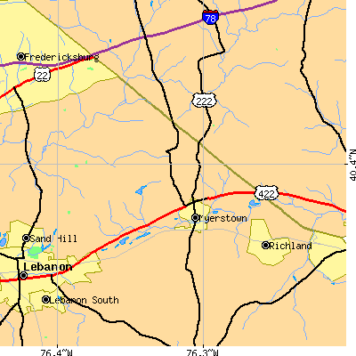 Zip code 17067 close-up map