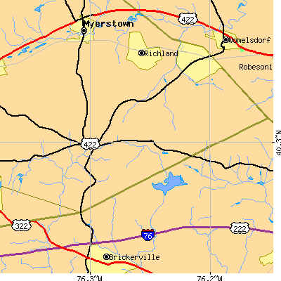 Zip code 17073 close-up map
