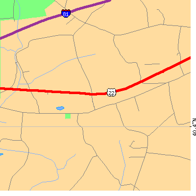 Zip code 17077 close-up map