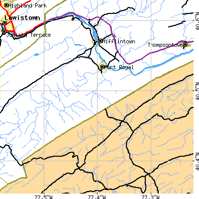 Zip code 17082 close-up map