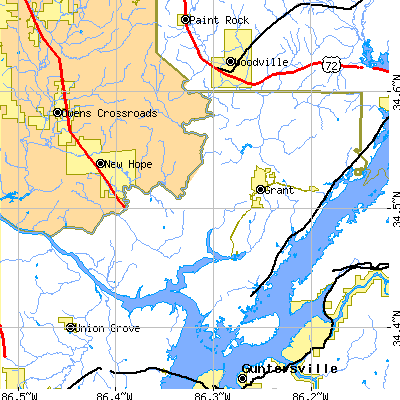 Zip code 35747 close-up map