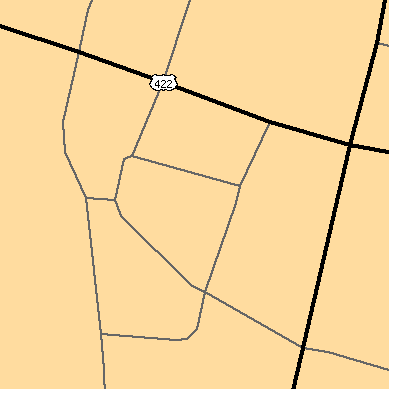 Zip code 17083 close-up map
