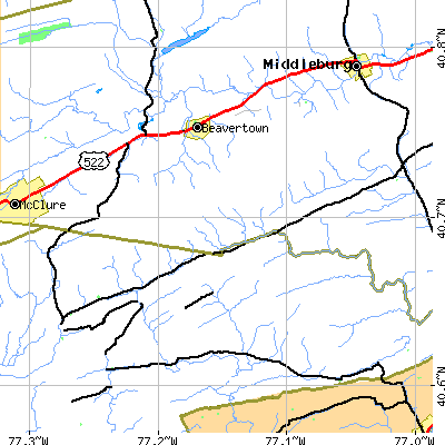 Zip code 17086 close-up map