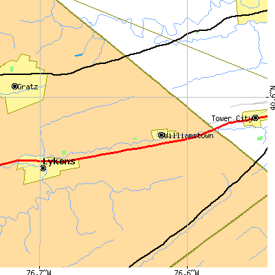Zip code 17098 close-up map