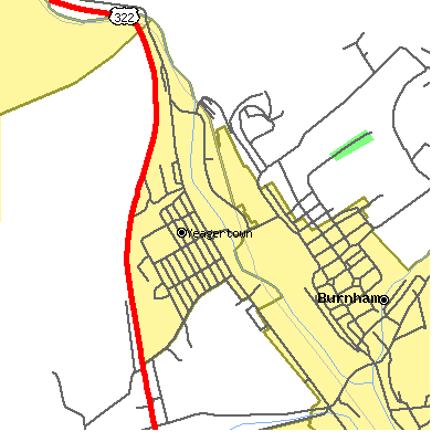 Zip code 17099 close-up map