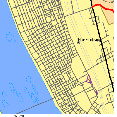 Zip code 17102 close-up map