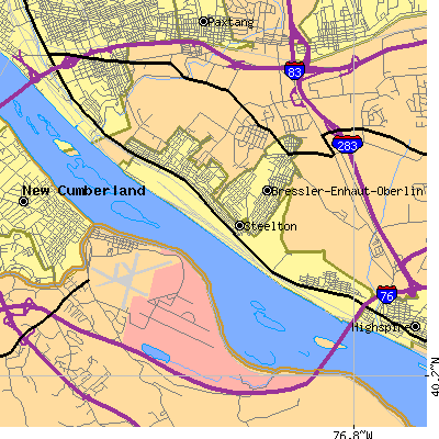 Zip code 17113 close-up map