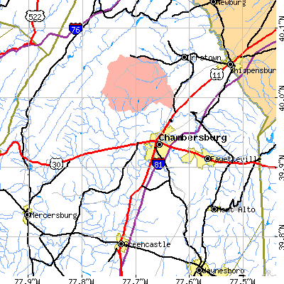Zip code 17201 close-up map