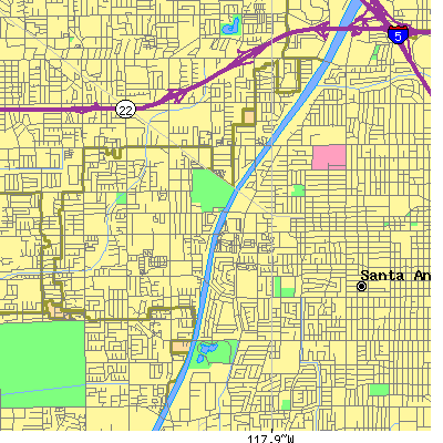 Zip code 92703 close-up map