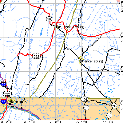 Zip code 17236 close-up map