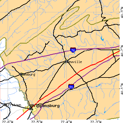 Zip code 17241 close-up map