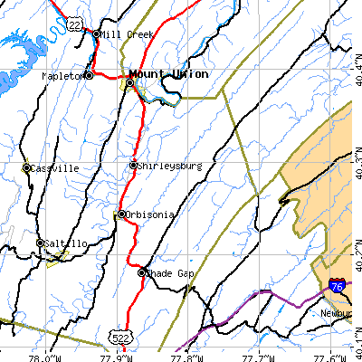 Zip code 17243 close-up map