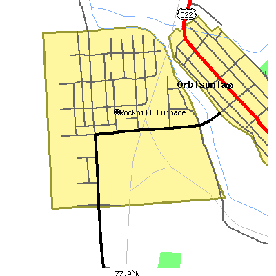 Zip code 17249 close-up map