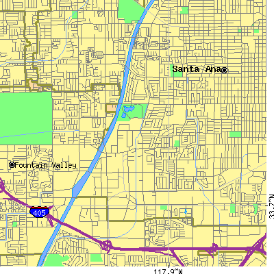 Zip code 92704 close-up map