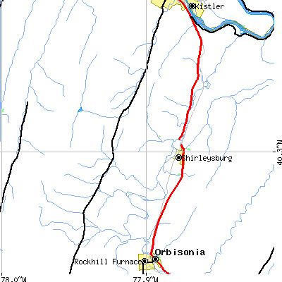 Zip code 17260 close-up map