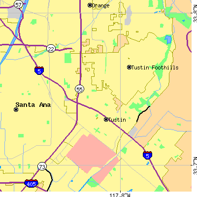 Zip code 92705 close-up map
