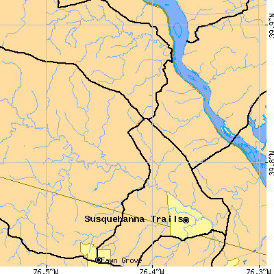 Zip code 17302 close-up map