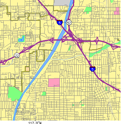 Zip code 92706 close-up map