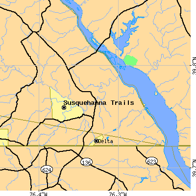 Zip code 17314 close-up map