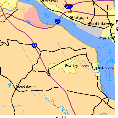Zip code 17319 close-up map