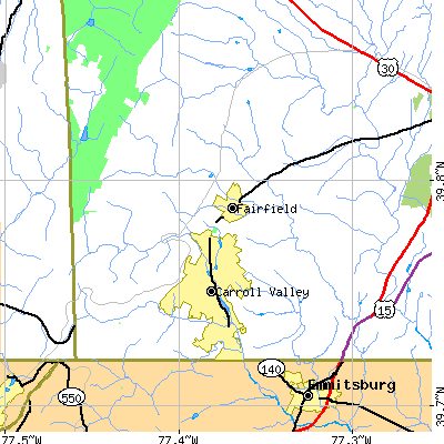 Zip code 17320 close-up map