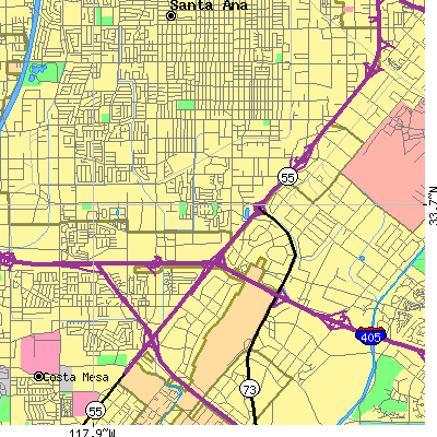Zip code 92707 close-up map