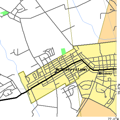 Zip code 17344 close-up map