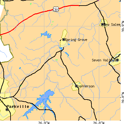 Zip code 17362 close-up map