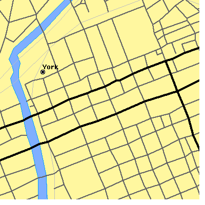Zip code 17401 close-up map