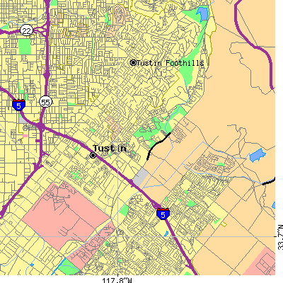 Zip code 92782 close-up map
