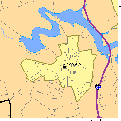 Zip code 17407 close-up map