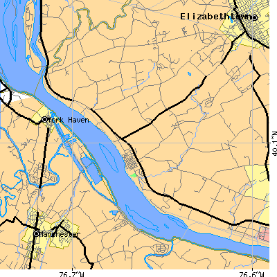Zip code 17502 close-up map