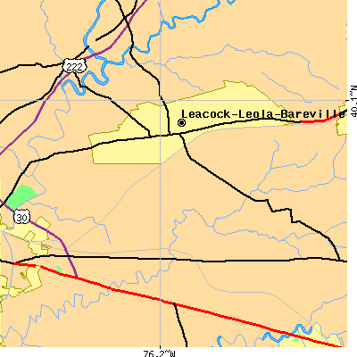 Zip code 17505 close-up map