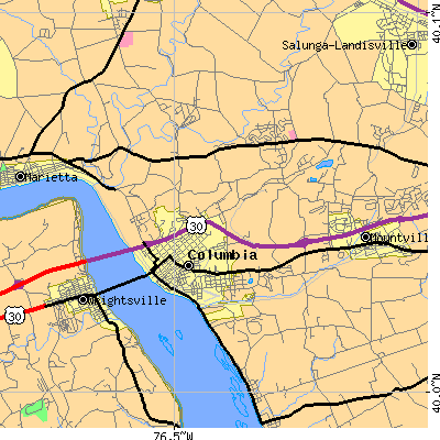 Zip code 17512 close-up map