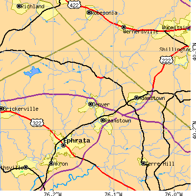 Zip code 17517 close-up map