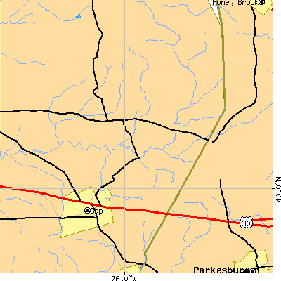 Zip code 17527 close-up map
