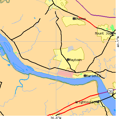 Zip code 17547 close-up map