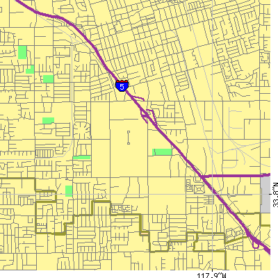 Zip code 92802 close-up map