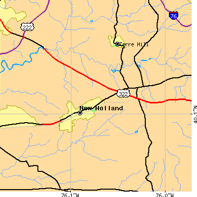 Zip code 17557 close-up map