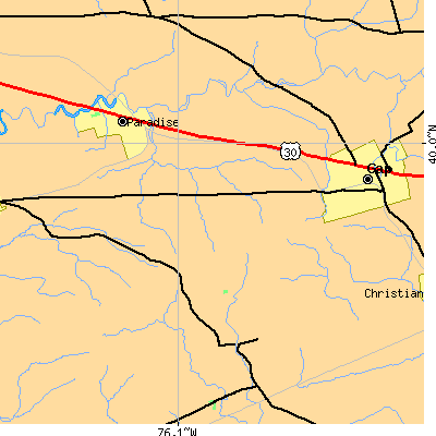 Zip code 17562 close-up map