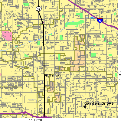 Zip code 92804 close-up map