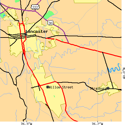 Zip code 17602 close-up map