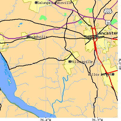 Zip code 17603 close-up map