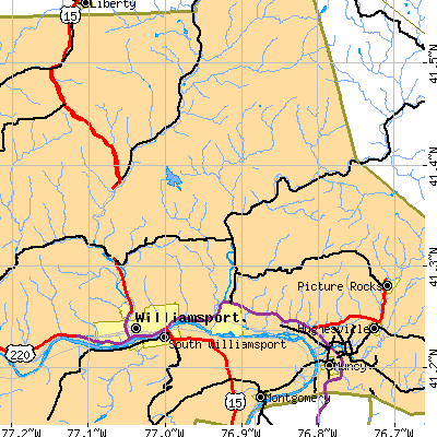 Zip code 17701 close-up map