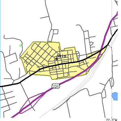 Zip code 17721 close-up map