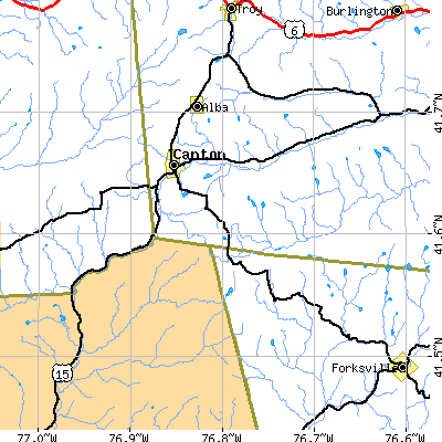 Zip code 17724 close-up map