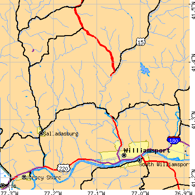 Zip code 17728 close-up map