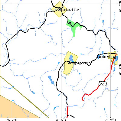Zip code 17731 close-up map