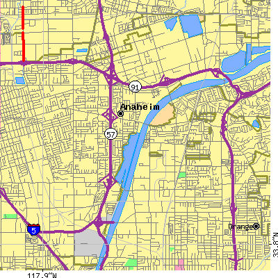 Zip code 92806 close-up map